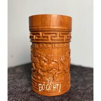 Hộp đựng chè tròn nguyên khối mã đáo thành công gỗ đường kính 12cm cao 20cm