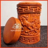 Hộp đựng chè tròn nguyên khối mã đáo thành công gỗ đường kính 12cm cao 20cm