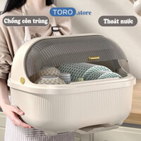 Hộp đựng chén bát đĩa có nắp đậy TORO chống côn trùng, bụi bẩn thiết kế thoát nước ngăn ẩm mốc an toàn