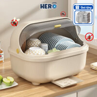 Hộp Đựng Chén Bát HERO Có Nắp Đậy Chống Côn Trùng, Gía Úp Bát Có Khay Hứng Nước