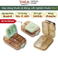 Hộp đựng chia thuốc mini, hộp chia thuốc 7 ngày, hộp thuốc kèm dụng cụ cắt nghiền thuốc viên nhỏ gọn 3 in 1 - THEA