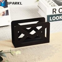 Hộp đựng chữ SPARKL, Thiết kế phong bì Hộp đựng khăn giấy bằng kim loại vuông, Giá đựng tài liệu rỗng Hộp đựng giấy sắt đen Cafe