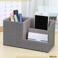 Hộp đựng cọ trang điểm MKYCO, Hộp đựng bút đựng đồ để bàn, Nồi cọ 3 lưới bằng da