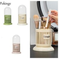 Hộp đựng cọ trang điểm POKINGE, Hộp đựng cọ mỹ phẩm bằng nhựa có nắp, Hộp đựng bút dung lượng lớn chống bụi sáng tạo Phòng tắm