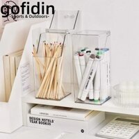 Hộp đựng cọ trang điểm GOFIDIN, Giá đựng đồ trong suốt bằng nhựa, Hộp đựng bút vuông đa chức năng bền bỉ Máy tính để bàn Sắp xếp