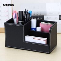 Hộp đựng cọ trang điểm DITIPOO, Hộp đựng bút 3 lưới bằng da, Hộp đựng bút đựng đồ để bàn