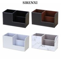 Hộp đựng cọ trang điểm SIRENXI, Hộp đựng bút đựng văn phòng phẩm bằng da, Hộp đựng bút để bàn 3 lưới