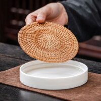 Hộp đựng cốc trà [Giảm giá 40%] Hộp đựng ấm trà Hộp đựng nước mây Khay ủ khô Dehua Sứ trắng Giữ nồi giữ nước Giữ ấm ấm trà giữ ấm giữ ấm không phù hợp