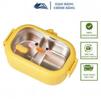 Hộp đựng cơm 2 ngăn hình vịt dễ thương, chất liệu thép không rỉ