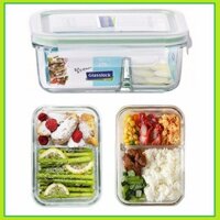 Hộp đựng cơm 2 ngăn thủy tinh cường lực Glasslock MCRK067 670ml Hàn Quốc