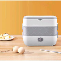Hộp đựng cơm cắm điện 2 tầng 4 ngăn cao cấp, hộp cơm giữ nhiệt văn phòng tự nấu chín thức ăn ruột inox hàng hiệu