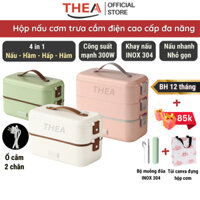 Hộp đựng cơm cắm điện văn phòng 2,3 tầng khay inox 304 chia ngăn cao cấp nấu nhanh hầm hấp hâm nóng đa năng có quà -THEA