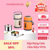 Hộp Đựng Cơm Cắm Điện VITA - Cặp Lồng Cơm Giữ Nhiệt Văn Phòng Thông Minh Inox 304 Nắp Có Gioăng Chống Tràn