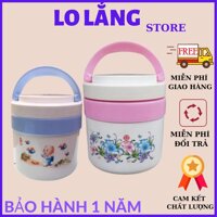 Hộp đựng cơm giữ nhiệt 2 ngăn ruột inox dung tích 1300ml nắp đậy kín và có quai xách hàng việt nam cao cấp - HỘP RUỘT INOX TỐT