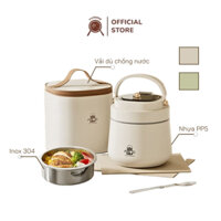 Hộp đựng cơm giữ nhiệt Cà mên Inox 304 cao cấp Tặng kèm Túi và Thìa đũa