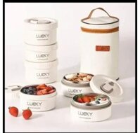 Hộp đựng cơm giữ nhiệt LUNCH BOX Hộp cơm văn phòng cách nhiệt 3 tầng bằng thép không ghỉ 304