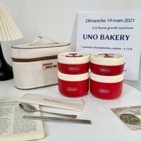 Hộp đựng cơm giữ nhiệt văn phòng lunch box chia ngăn, Hộp cơm cặp lồng inox 304 quay lò vi sóng FH 11