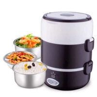 Hộp Đựng Cơm Hâm Nóng Cắm Điện 3 Tầng, Cặp Lồng Cơm Văn Phòng Giữ Nhiệt, Hâm Nóng Nhanh Thức Ăn Lõi Inox Cao Cấp