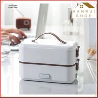 Hộp đựng cơm hâm nóng văn phòng 2 tầng Bento White