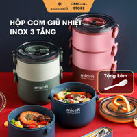 Hộp Đựng Cơm, Hộp Cơm Giữ Nhiệt Đựng Đồ Ăn Văn Phòng, Túi Đựng Cặp Lồng Inox, Cà Mên 3 Ngăn 2.2L - Automatik