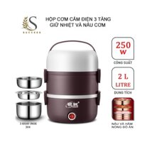 Hộp đựng cơm , hộp cơm giữ nhiêt inox 3 tầng , nấu cơm, giữ ấm cho đồ ăn