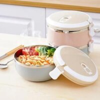 HỘP ĐỰNG CƠM - HỘP ĐỰNG CƠM GIỮ NHIỆT 2 TẦNG GIỮ NHIỆT I CAMEN RUỘT INOX 2 TẦNG, CÀ MEN 2 NGĂN