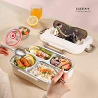 Hộp đựng cơm Kuchan Hộp cơm Inox Hộp cơm 3 ngăn, 4 ngăn Tặng kèm bát đựng canh, Cà mên quay lò vi sóng SP07