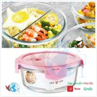 Hộp đựng cơm tròn 950ml 2 ngăn - hộp đựng thực phẩm dày chịu nhiệt cao cấp dùng lò viba - BX3001-2GD