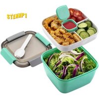Hộp Đựng Cơm Trưa 1500Ml Bát Salad Có 3 Ngăn Cho Salad Topping