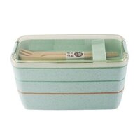 Hộp Đựng Cơm Văn Phòng, Cặp Lồng Cơm Lúa Mạch 3 Tầng Tặng Kèm Thìa Lúa Mạch - Hàng Loại 1 - Chính Hãng MINIIN - Xanh