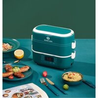Hộp Đựng Cơm Văn Phòng Giữ Nhiệt 2 Tầng, Hộp Cơm Cắm Điện- Tặng Kèm 4 Bát Sứ_Giacucsoc