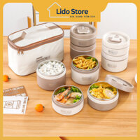 Hộp Đựng Cơm Văn Phòng, Hộp Đựng Cơm Giữ Nhiệt LUNCH Cà Mèn Đựng Canh Giữ Nhiệt Bằng Inox 4 Tầng HDC4T