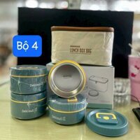 Hộp đựng cơm văn phòng DELICIOUS tặng kèm túi đựng , Hộp đựng cơm giữ nhiệt inox 304