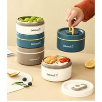 Hộp đựng cơm văn phòng DELICIOUS tặng kèm túi đựng , Hộp đựng cơm giữ nhiệt inox 304