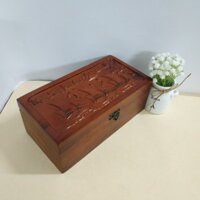 Hộp đựng con dấu gỗ hương lót nỉ thuận buồm xuôi gió