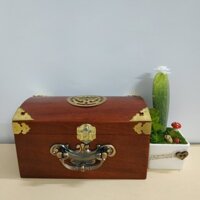 Hộp đựng con dấu, Hộp trang sức bằng gỗ hương Quai đồng khum chữ thọ cao cấp