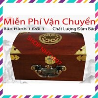 Hộp đựng con dấu, trang sức bằng gỗ hương quai đồng khum chữ thọ