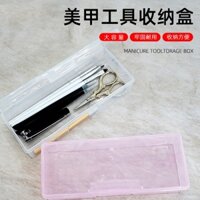 Hộp Dụng Cụ Làm Móng Tay Hộp Bảo Quản Trang Sức Hộp Nhựa Trong Suốt Màu Hồng Làm Móng Tay Hộp Bút Chì Chà Dải Nhiều Hộp Bảo Quản