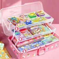 Hộp Dụng Cụ Sticker Hanmade Diy 3 Tầng Cho Bé Làm Đồ Thủ Công