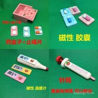 Hộp dụng cụ y tế bằng gỗ mô phỏng trẻ em Đồ chơi bác sĩ ống nghe tiêm Bộ đồ nam nữ sản phẩm