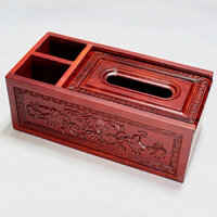 Hộp Đựng Đa Năng/ Giấy Ăn/ Khăn Giấy/ Đũa Thìa Dĩa/ Bút. Gỗ Hương Đình Siêu Sang Cao Cấp- Hàng Xuất Khẩu Loại 1