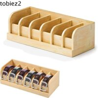 Hộp đựng đai TOBIEMI, Hộp đựng đai gỗ tiết kiệm không gian bền bỉ, Tre tự nhiên đa năng Tiện lợi 6 lưới Thắt lưng Hộp đựng cà vạt