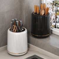 Hộp đựng dao kéo nhà bếp kèm khay hứng nước vệ sinh ống đựng dao kéo xoay 360 độ bằng nhựa ABS cao cấp