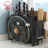 Hộp Đựng Dao Thớt - Kệ Đựng Dao Nhà Bếp Full 2 Ống + Khay hứng nước Tiện Gọn Chính Hãng