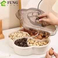Hộp đựng đĩa chia ngăn FUNG, có nắp đậy Khay phục vụ chia ngăn chống bụi, Đĩa hạt 5 ngăn nhựa Hộp đựng đồ ăn nhẹ dung tích lớn Bát trái cây Bàn cà phê