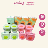 Hộp Đựng Đồ Ăn Dặm Bằng Thuỷ Tinh Với Nắp Hình Gấu Nhiều Màu Sắc 120ml - Set 3 Hộp embe.s