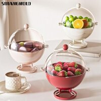 Hộp đựng đồ ăn nhẹ SIJIANGMOLD, Khay đựng trái cây bằng nhựa tròn, trong suốt sáng tạo có nắp Hộp đựng thực phẩm đa chức năng Phòng khách