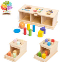 Hộp đựng đồ chơi Montessori Hộp vĩnh viễn, Hộp đựng đồ chơi thả bóng bằng gỗ Montessori cho bé 6-12 tháng tuổi, Phân loại hình màu sắc Học tập Đồ chơi phù hợp giáo dục