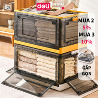 Hộp đựng đồ cỡ lớn 86L nhựa đa năng Deli có bánh xe có thể xếp chồng tháo lắp,thùng đựng đồ chơi,quần áo, hộp