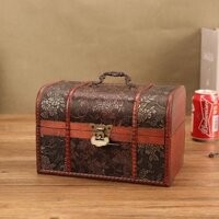 Hộp đựng đồ để bàn bằng gỗ có khóa hộp đựng mỹ phẩm gia đình chống bụi mật khẩu retro hộp nhỏ